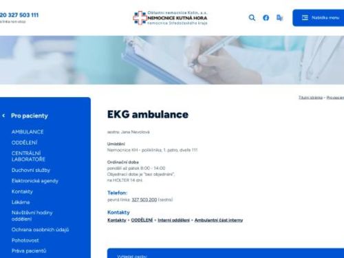 EKG ambulance - Nemocnice Kutná Hora