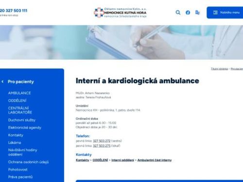 Interní a kardiologická ambulance - Nemocnice Kutná Hora