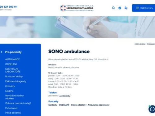 SONO ambulance - Nemocnice Kutná Hora