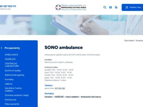 SONO ambulance - Nemocnice Kutná Hora