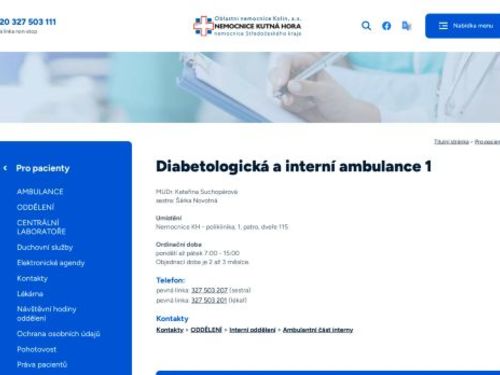 Diabetologická a interní ambulance 1 - Nemocnice Kutná Hora