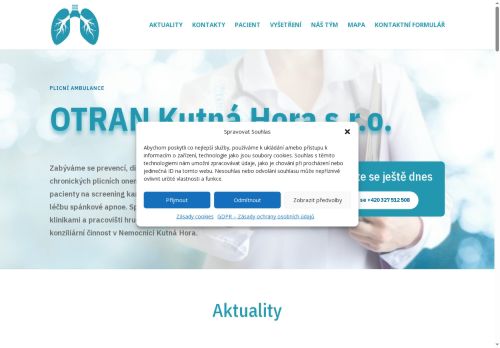 Zobrazit webové stránky Oddělení pneumologie a ftizeologie - OTRAN Kutná Hora