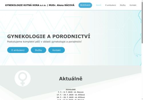 Zobrazit webové stránky Gynekologie - MUDr. Alena Rácová