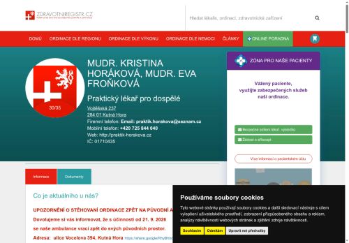 Zobrazit webové stránky Praktický lékař pro dospělé - MUDr. Kristina Horáková