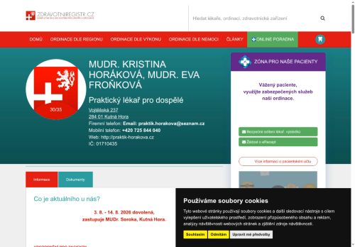 Zobrazit webové stránky Praktický lékař pro dospělé - MUDr. Kristina Horáková