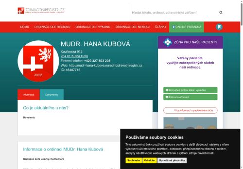 Zobrazit webové stránky Oční ordinace - MUDr. Hana Kubová