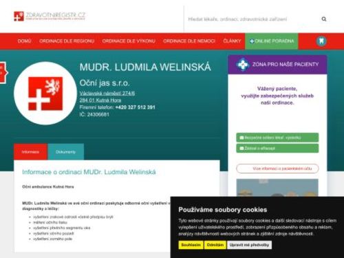 Oční ordinace - MUDr. Ludmila Welinská