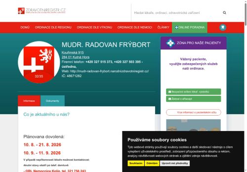 Zobrazit webové stránky ORL - MUDr. Radovan Frýbort