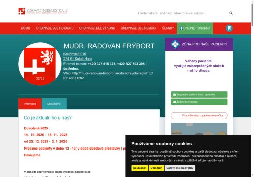 Zobrazit webové stránky ORL - MUDr. Radovan Frýbort