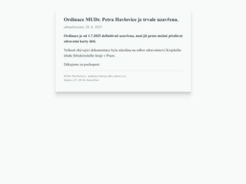 Praktický lékař pro děti a dorost - MUDr. Petr Havlovic