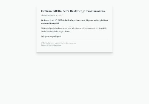 Zobrazit webové stránky Praktický lékař pro děti a dorost - MUDr. Petr Havlovic
