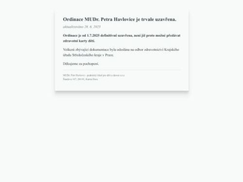 Praktický lékař pro děti a dorost - MUDr. Petr Havlovic