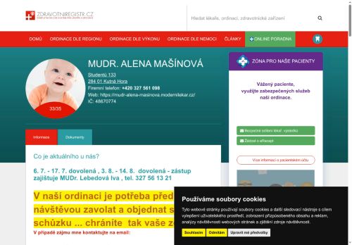 Zobrazit webové stránky Praktický lékař pro děti a dorost - MUDr. Alena Mašínová