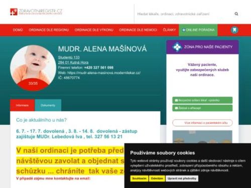 Praktický lékař pro děti a dorost - MUDr. Alena Mašínová