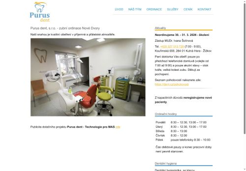Zobrazit webové stránky Zubní ordinace Purus dent - MDDr. Kateřina Gerlová
