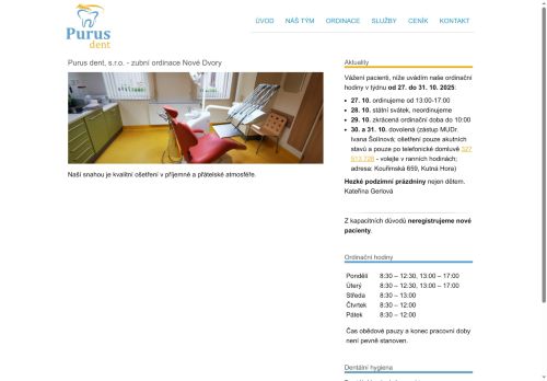 Zobrazit webové stránky Zubní ordinace Purus dent - MDDr. Kateřina Gerlová