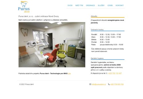 Zobrazit webové stránky Zubní ordinace Purus dent - MDDr. Kateřina Gerlová