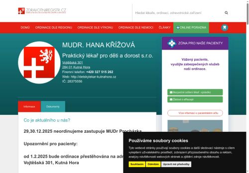 Zobrazit webové stránky Praktický lékař pro děti a dorost - MUDr. Hana Křížová