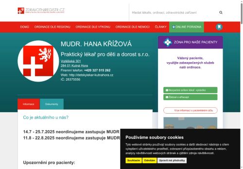 Zobrazit webové stránky Praktický lékař pro děti a dorost - MUDr. Hana Křížová