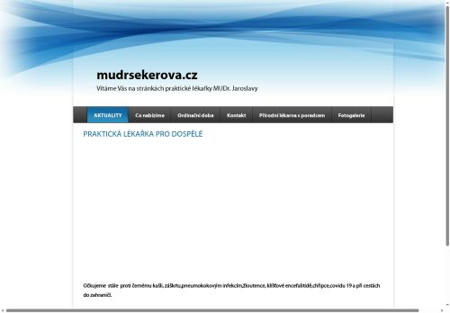 Zobrazit webové stránky Praktický lékař pro dospělé - MUDr. Jaroslava Sekerová