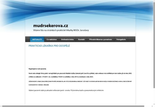 Zobrazit webové stránky Praktický lékař pro dospělé - MUDr. Jaroslava Sekerová