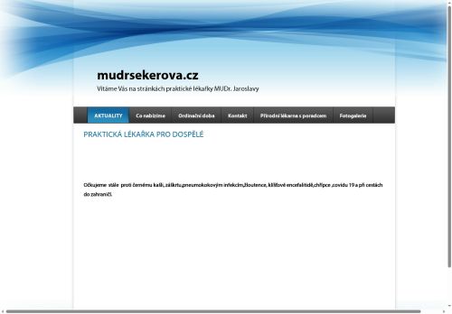 Zobrazit webové stránky Praktický lékař pro dospělé - MUDr. Jaroslava Sekerová