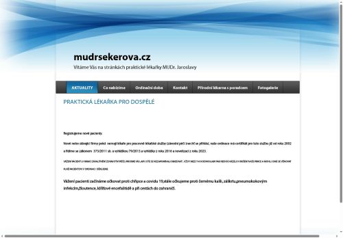Zobrazit webové stránky Praktický lékař pro dospělé - MUDr. Jaroslava Sekerová
