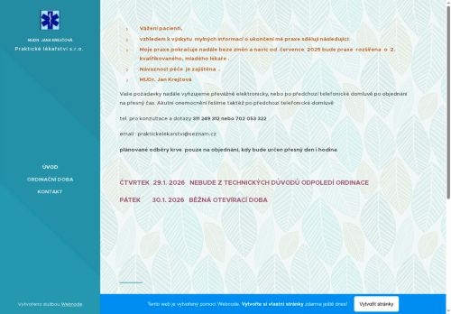 Zobrazit webové stránky Praktické lékařství s.r.o. - MUDr. Jana Krejčová