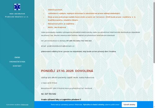 Zobrazit webové stránky Praktické lékařství s.r.o. - MUDr. Jana Krejčová