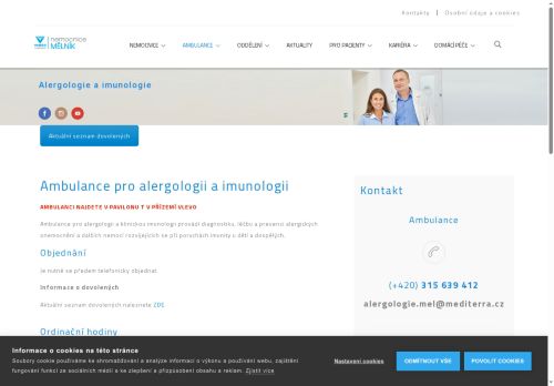 Zobrazit webové stránky Ambulance pro alergologii a imunologii - Nemocnice Mělník