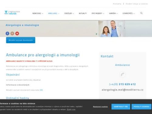 Ambulance pro alergologii a imunologii - Nemocnice Mělník