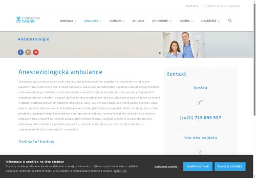 Zobrazit webové stránky Anesteziologická ambulance - Nemocnice Mělník