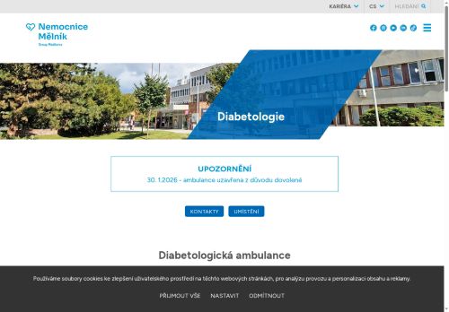 Zobrazit webové stránky Diabetologická ambulance - Nemocnice Mělník