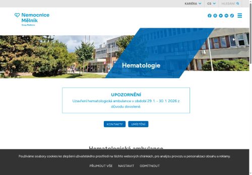 Zobrazit webové stránky Hematologická ambulance - Nemocnice Měllník