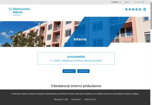 Zobrazit webové stránky Všeobecná interní ambulance - Nemocnice Mělník