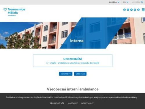 Všeobecná interní ambulance - Nemocnice Mělník