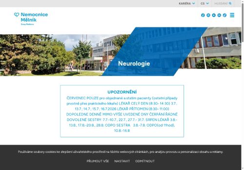 Zobrazit webové stránky Neurologická ambulance - Nemocnice Mělník