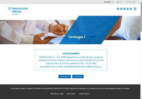 Zobrazit webové stránky Urologická ambulance - Nemocnice Mělník - MUDr. Michal Brychcín