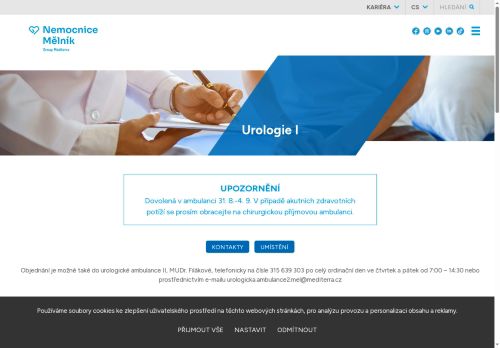 Zobrazit webové stránky Urologická ambulance - Nemocnice Mělník - MUDr. Michal Brychcín