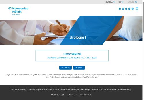 Zobrazit webové stránky Urologická ambulance - Nemocnice Mělník - MUDr. Michal Brychcín