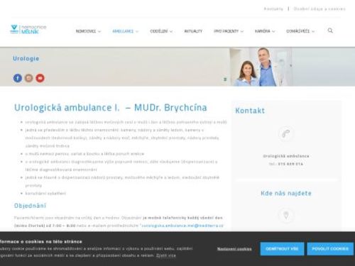 Urologická ambulance - Nemocnice Mělník - MUDr. Michal Brychcín