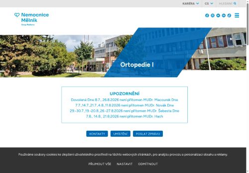 Zobrazit webové stránky Ortopedická ambulance - Nemocnice Mělník