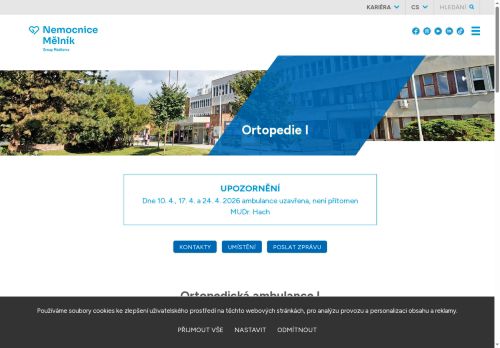 Zobrazit webové stránky Ortopedická ambulance - Nemocnice Mělník