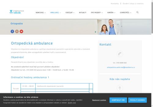 Zobrazit webové stránky Ortopedická ambulance - Nemocnice Mělník