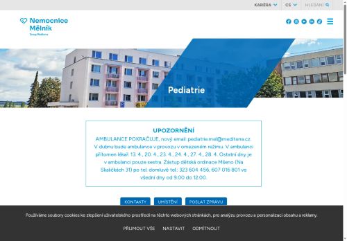 Zobrazit webové stránky Praktický lékař pro děti a dorost Nemocnice Mělník - MUDr. Ivana Kobrlová