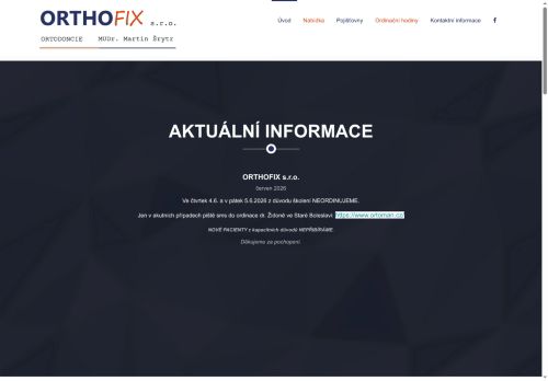 Zobrazit webové stránky Ortodoncie ORTHOFIX - MUDr. Martin Šrytr