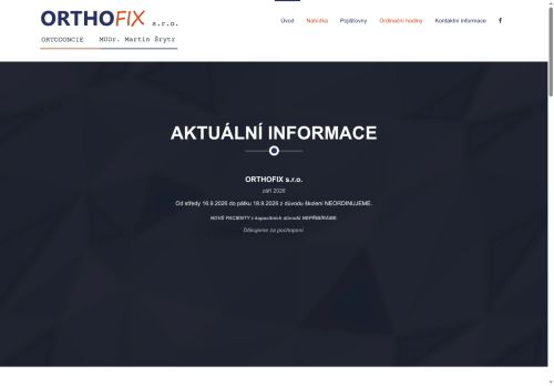 Zobrazit webové stránky Ortodoncie ORTHOFIX - MUDr. Martin Šrytr