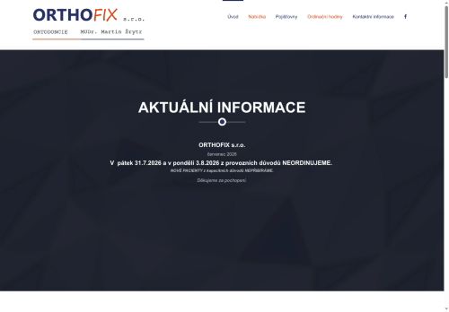 Zobrazit webové stránky Ortodoncie ORTHOFIX - MUDr. Martin Šrytr