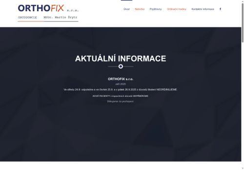 Zobrazit webové stránky Ortodoncie ORTHOFIX - MUDr. Martin Šrytr