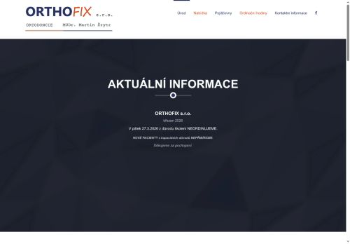 Zobrazit webové stránky Ortodoncie ORTHOFIX - MUDr. Martin Šrytr